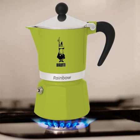Bialetti - Rainbow: 3 Cups Ocak Üstü Espresso Pişirici - 130ml - Yeşil Renk - Alüminyum Gövde