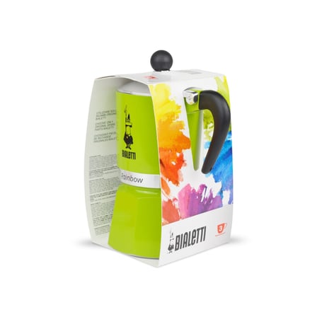 Bialetti - Rainbow: 3 Cups Ocak Üstü Espresso Pişirici - 130ml - Yeşil Renk - Alüminyum Gövde