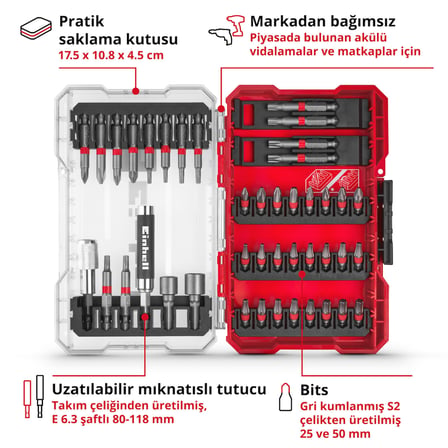 Einhell Orijinal M-CASE 42 Parça Bit Ucu Seti 49118953