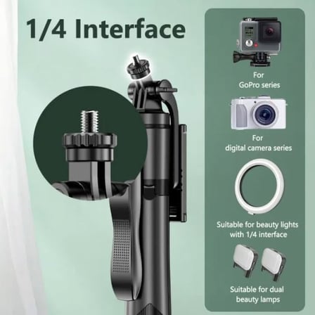 Coverzone Profesyonel Tripod Ve Selfie Çubuğu L16 Bluetooth Uzaktan Kumandalı 153 cm Cep Telefonu