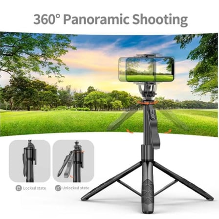 Coverzone Profesyonel Tripod Ve Selfie Çubuğu L16 Bluetooth Uzaktan Kumandalı 153 cm Cep Telefonu