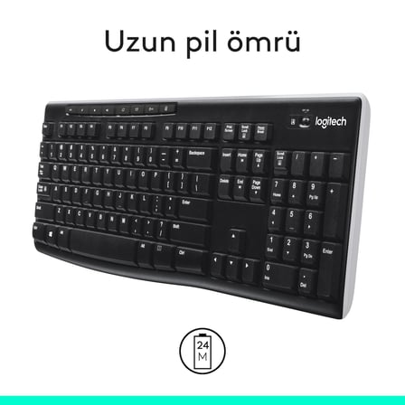 Logitech K270 Kablosuz Klavye, Tuş Takımı, Sıvı Dökülmesine Dayanıklı, 10 m Kullanım Mesafesi