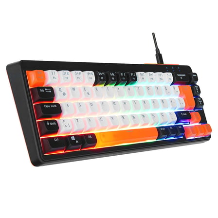 Acer eMachines EAK810 Bej Siyah Turuncu USB Rainbow Aydınlatmalı Mini Q Standart Klavye