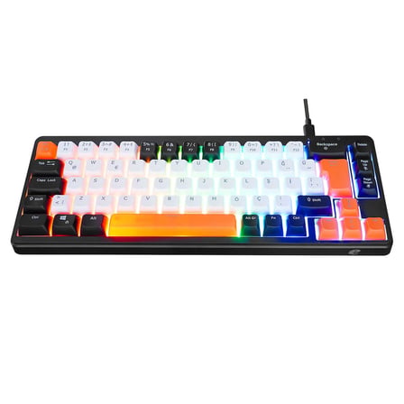 Acer eMachines EAK810 Bej Siyah Turuncu USB Rainbow Aydınlatmalı Mini Q Standart Klavye