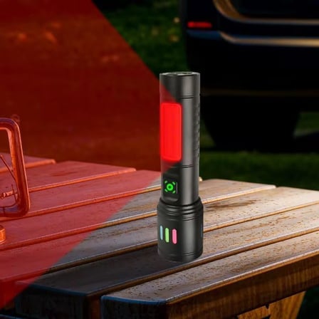 WellHise Usb Şarjlı Yüksek güç spot uzun LED El Feneri Zumlanabilir Ultra Parlak Acil Aydınlatma