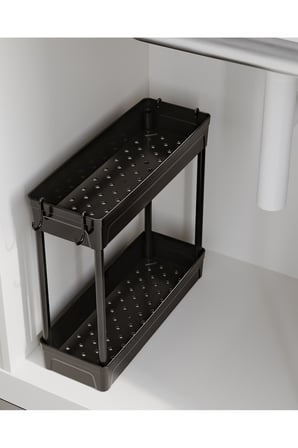 ATA HOME Rafata Çok Amaçlı 2 Katlı Evye Altı Düzenleyicisi Askılı Banyo Düzenleyici Kaydırmaz