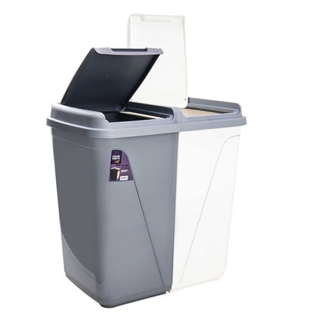 Kastamonu Plastik Violet 90 Litre Çift Gözlü Çamaşır Sepeti Gri-Beyaz