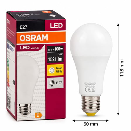 OSRAM LED Value Classic A100 E27 LED Ampul 13W 1521 Lümen 100W Eşdeğeri Uzun Ömürlü Enerji