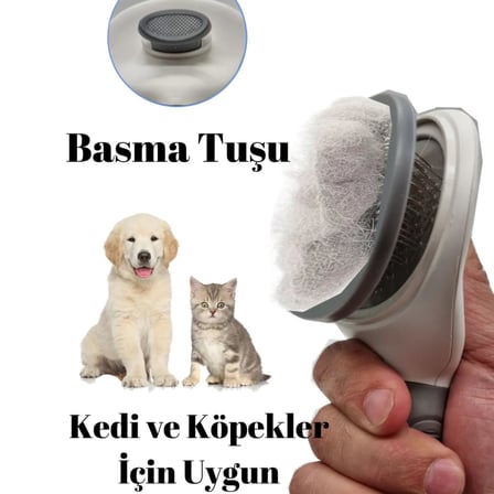 Bypet Otomatik Temizlenen Tuşlu Evcil Hayvan Tarağı, Kedi Köpek Tüy Toplayıcı Tarak