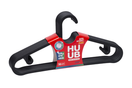 Huub Hanger Plastik Slim Askı, Elbise Askısı, Siyah Askı (Standart, Adet, 20)