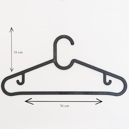 Huub Hanger Plastik Slim Askı, Elbise Askısı, Siyah Askı (Standart, Adet, 20)