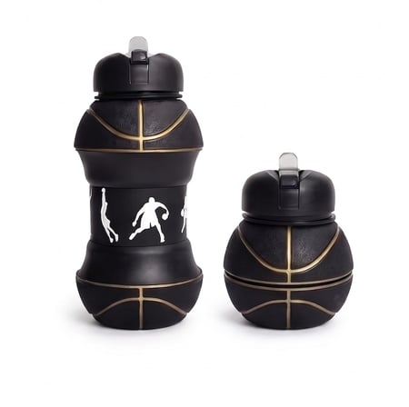 Vios Store Futbol, Basketbol ve Tenis Topu Şeklinde Katlanabilir Matara, 0.5L Silikon Spor Su Şişesi