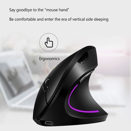 Coverzone Ergonomik Dikey Kablosuz Mouse, 2.4 GHz USB Alıcı ve Bluetooth Bağlantılı, Type-C Şarjlı