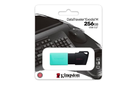Kingston DataTraveler Exodia M DTXM/256 GB USB 3.2 Gen 1 - Çeşitli Renklerde Hareketli Kapak, Siyah