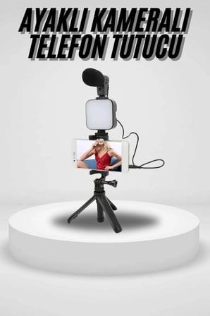 Lexroo Akıllı Telefon Vlog Kiti Tripod Mini Mikrofonlu Telefon Tutucu