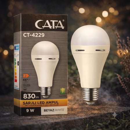 Şarjlı LED Ampul 9W 6400K Beyaz Işık