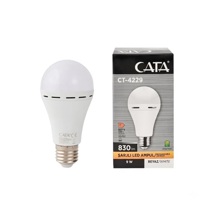Şarjlı LED Ampul 9W 6400K Beyaz Işık