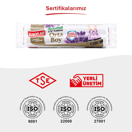Koroplast Lavanta Kokulu Orta Boy Büzgülü Çöp Poşeti 15'li 55x60 cm