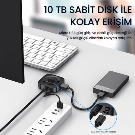 VegGieg 4 Port USB 3.0 Çoklayıcı Hub Beyaz