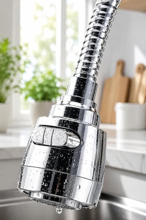 3 Fonksiyonlu Mutfak Musluk Başlığı, 720° Döner Lavabo Musluk Ucu, Su Tasarruflu Krom Musluk Aparatı