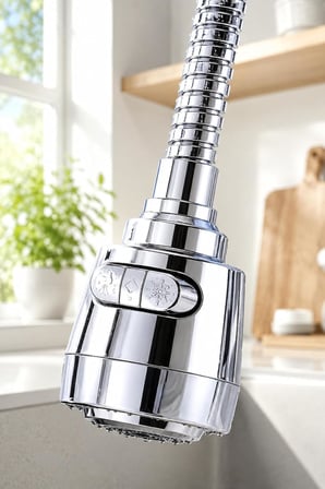 3 Fonksiyonlu Mutfak Musluk Başlığı, 720° Döner Lavabo Musluk Ucu, Su Tasarruflu Krom Musluk Aparatı