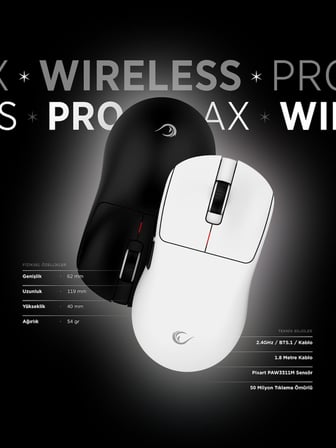 Rampage CLAX 60 Gram Kablosuz Ultra Hafif Şarjlı 3311 Sensor 24000 DPI 3311 Sensor Gaming Oyuncu