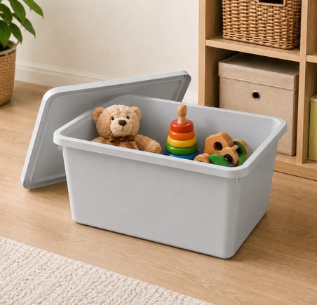 Orret Home 20 Litre Kapaklı Plastik Depolama Kutusu Organizer Kutu Çok Amaçlı Düzenleyici Saklama