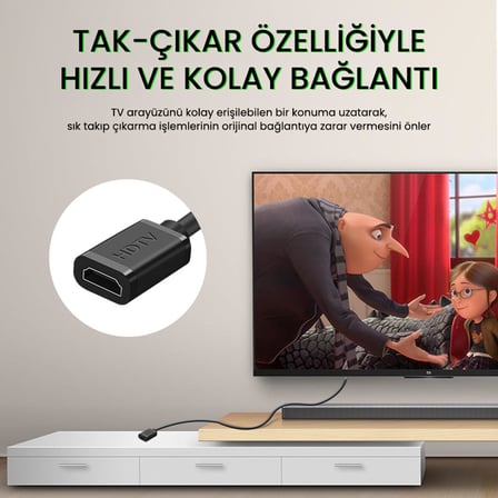 VegGieg 4K 60Hz Dişi Erkek HDMI 2.0 Uzatma Kablosu 2 Metre
