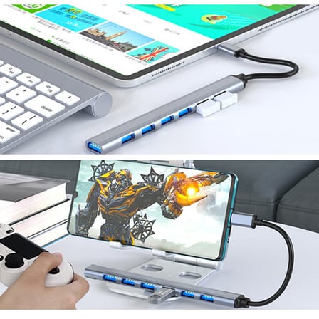 Coverzone Type-C USB 3.0 7 Portlu Hub Otg Çoğaltıcı Pc Telefon Bilgisayar Uyumlu Veri Aktarımı