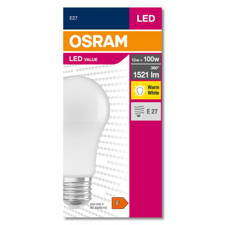 Osram 4052899971097 Led Cla 100, 13 W, 1521 Lümen, 2700 Kelvin, Sarı Işık E27 Duy Ampul