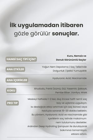 Deep Hydrating Nem Maskesi 350 ml | Kuru Saçlar & Anti-Frizz