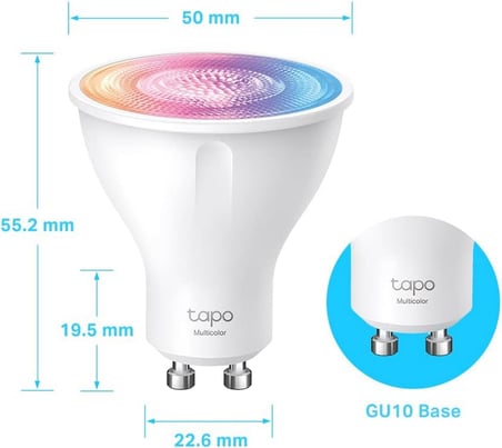 Tapo L630, Ayarlanabilir Parlaklık, Çok Renkli, GU10 Lamba Tabanı, Uzaktan Kumanda, Enerji Tasarrufu