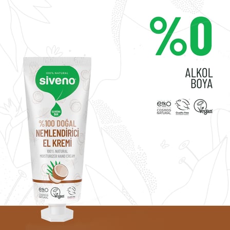 Siveno%100 Doğal El ve Vücut Kremi Hindistan Cevizi Avokado Yoğun Nemlendirici Onarıcı Vegan 30 ml