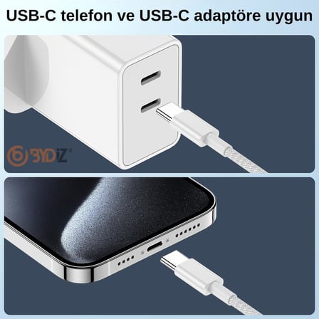 USB-C to USB-C Hızlı Şarj Kablosu Type-C 60W PD - Bydiz