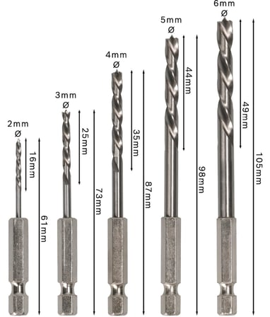 Bosch Professional Accessories Matkap ve Kırıcı Delici Uçları, Ahşap Matkap, Gri, 5 Adet