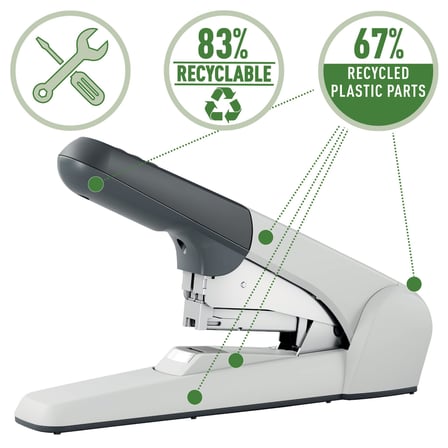 Leitz ekstra güçlü düz zımba, 60 yaprak kağıt için, Zımba teli, ergonomik tasarım, gümüş, 55520084