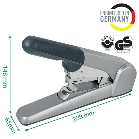 Leitz ekstra güçlü düz zımba, 60 yaprak kağıt için, Zımba teli, ergonomik tasarım, gümüş, 55520084