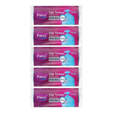 PAREX GÜÇLÜ ÇÖP TORBASI ORTA BOY 5' Lİ PAKET
