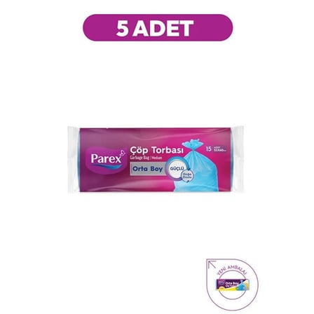 PAREX GÜÇLÜ ÇÖP TORBASI ORTA BOY 5' Lİ PAKET