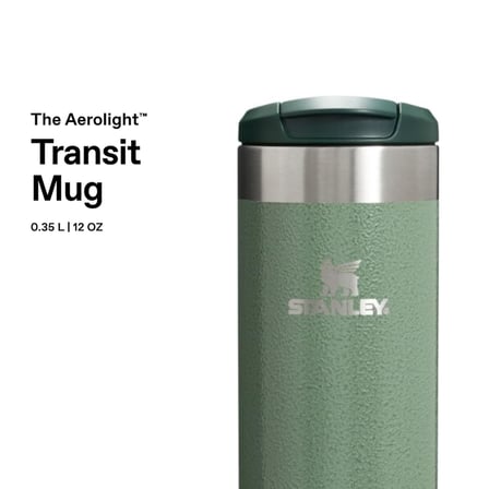 Stanley The Aerolight Transit Mug Termos Bardak, Yeşil (Hammertone Green), 0.35 Litre