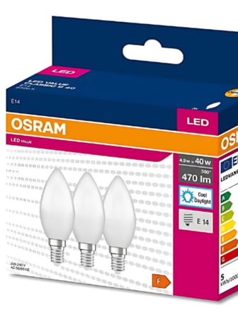 Osram Ledvalue 75W (60W) 3 Lü Led Mum Ampul Beyaz - 6500K E14