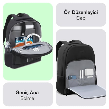 Mack Luna Eco MCE-1211 Çevre Dostu Reflektörlü Laptop Sırt Çantası, Seyahat Sırt Çantası