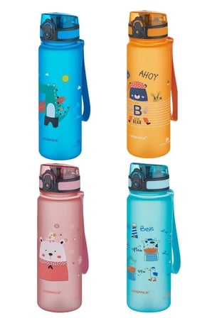 UZSPACE Figürlü 500 ml Tritan Çocuk Su Matarası Manani, Mavi