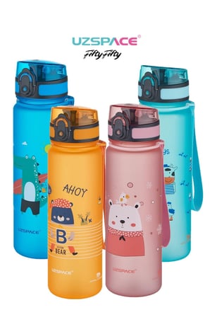 UZSPACE Figürlü 500 ml Tritan Çocuk Su Matarası Manani, Mavi