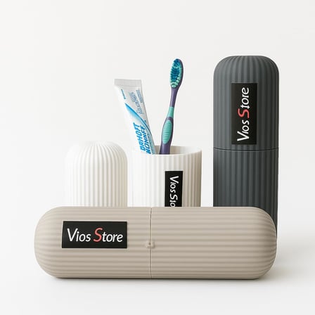 Vios Store Taşınabilir Diş Fırçası Kutusu | Bardaklı Seyahat Tipi Hijyenik Saklama Kabı