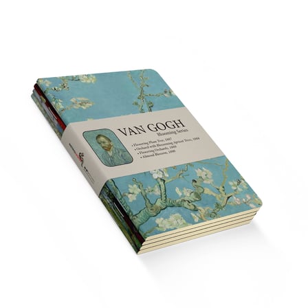 Retronote Van Gogh 4'lü Defter Seti 2, Blooming Series, Çizgisiz, 64 Sayfa, 10.5x14 cm, Standart