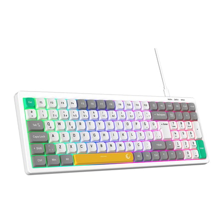 Rampage Pure Kablolu Oyuncu Klavyesi RGB Aydınlatmalı Beyaz/Gri