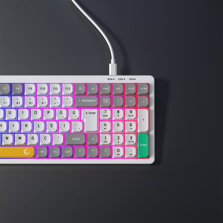 Rampage Pure Kablolu Oyuncu Klavyesi RGB Aydınlatmalı Beyaz/Gri