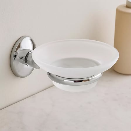 Lexroo Banyo Katı Sabunluk - Plastik, Krom Metal Tutacaklı