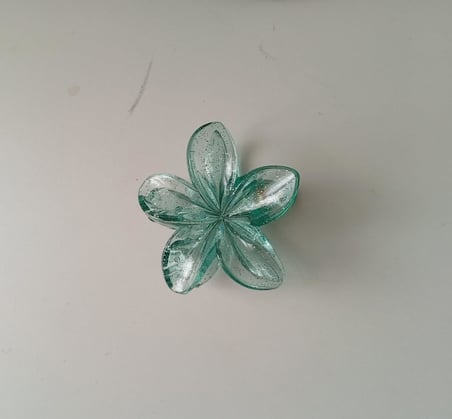 Lexroo Lotus Saç Tokası – Büyük Boy 8 cm, Tekli Saç Tokası, Lotus Çiçeği Tasarımı (Pırıltılı Yeşil)